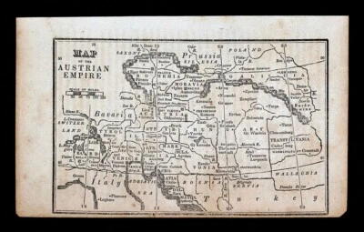 1830 Nathan Hale Map Austrian Empire Hungary Bohemia Vienna Croatia Italy Prague - Image 1 of 4