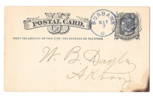 1870s Ohio Blue Fancy Cancel Duplex Burbank O Star in Circle on UX5 postal Card - Picture 1 of 2