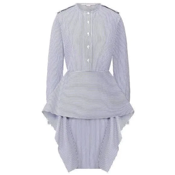 Nuevo Para Mujer Stella McCartney Hermoso Vestido Camisa Peplum Rayas Blanco Azul 38 Foto 1 de 1