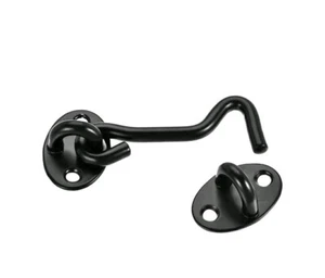 2 pack 3" Cabin Hook Eye Latch Gate Door Window Stainless Steel with Screw Black - Picture 1 of 2