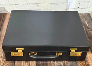 Maletín rígido Gucci Attache vintage de cuero negro usado en excelente estado para su antigüedad - Imagen 1 de 16