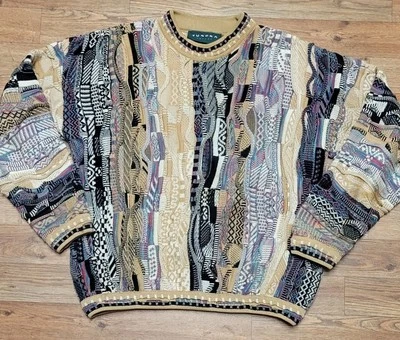 Vintage Tundra Canada 3D Knitted  Coogi Style Crew Neck Sweater Multi Color M - Image 1 of 4