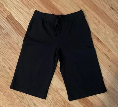 NEW Karen Scott Sport Skimmer Shorts Black Cotton Blend Petite Medium - Image 1 of 4