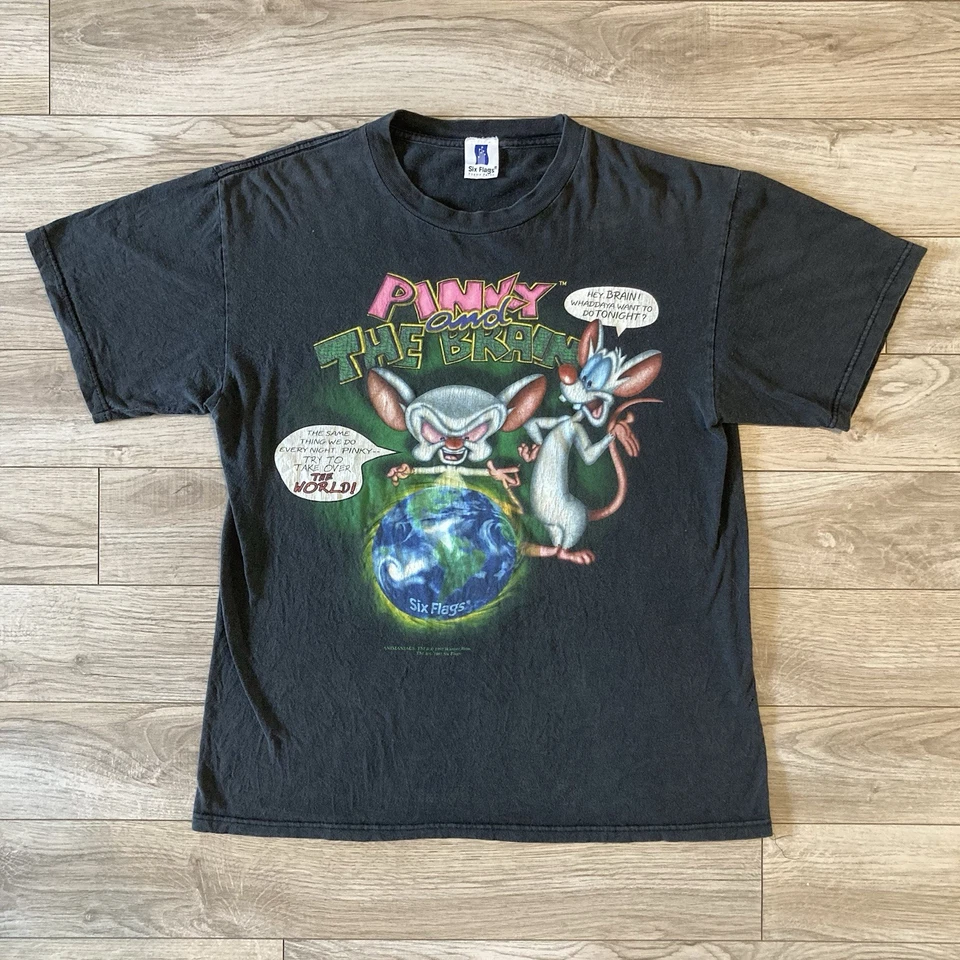 90s Pinky And The Brain Six Flags tee L - Image 1 of 4
