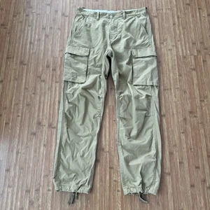 Wallace & Barnes Ripstop Cargo Pants Mens 33x32 (fits 33x31) Beige Side Buckles - Picture 1 of 21