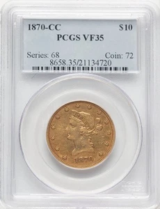 1870-CC $10 Liberty Eagle PCGS VF35 - Picture 1 of 2