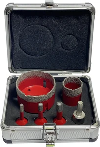 6tlg Diamant Fliesenbohrer Set 6 / 8 / 10  / 35 / 68 mm Diamantbohrkrone Fliesen - Foto 1 di 9