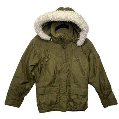 Obermeyer Niños Capa Exterior Con Capucha Esquí Snowboard Chaqueta Talla 10 Abrigo Oliva Invierno Foto 1 de 4