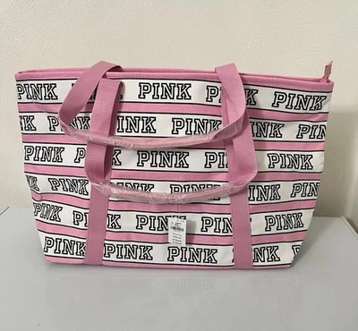 Victoria’s Secret Pink White Logo Tote Beach Shopping Bag New - Image 1 of 4