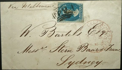 VAN DIEMENSLAND TASMANIA 29 OCT 1856 4d RATE SHIP LETTER FROM HOBART TO SYDNEY — 第 1/3 张图片