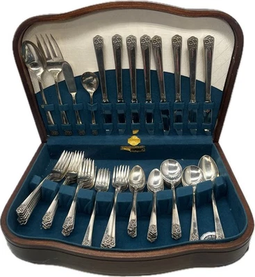 APRIL WM ROGERS INT 65 PIECE DINNER SET FLATWARE SILVERWARE SERVING FOR 8 - Image 1 of 4