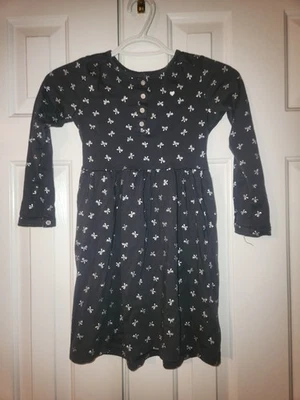 女童 6x 连衣裙 Carter's 长袖黑色蝴蝶结 — 第 1/3 张图片