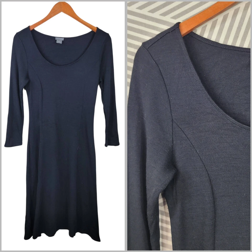 Ann Taylor Wool Blend Sweater Dress Size 6 Fit Flare Black Lightweight Knee Leng - Image 1 of 4