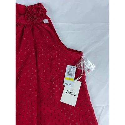 CeCe гламурный красный топ с бретелью через шею с розовыми деталями без рукавов женский средний - Изображение 1 из 4