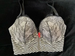 Victoria’s Secret 36DD VERY SEXY Demi Push Up Black & White Longline Corset Bra - Picture 1 of 12