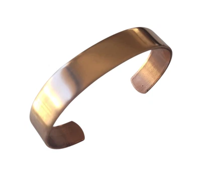 Bracelete de cobre puro cru genuíno em branco 1/2" de largura liso liso pulseira faça você mesmo - Imagem 1 de 4