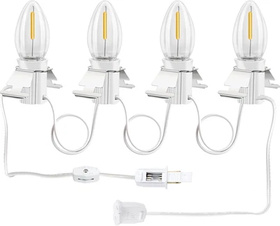 Luces de Pueblo de Navidad con 4 Bombillas LED Blanco Cálido,Decoración C7 Luz de Pueblo  Foto 1 de 4