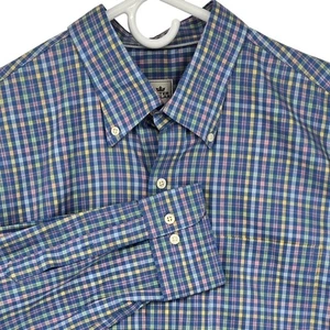 Peter Millar Shirt Mens Extra Large Blue Plaid Nanoluxe Easycare Button Down XL - Picture 1 of 9
