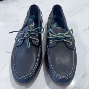 Sperry Top-Sider Boat Shoes Mens Size 12 Navy Blue Leather Deck 2-Eye - Picture 1 of 8