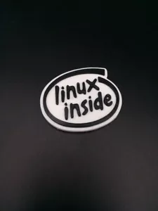 Linux Inside Case Badge Sticker Decal White and Black 3D Printed Self Adhesive - Picture 1 of 2