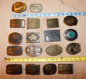 Lote mixto de 18 hebillas de cinturón de latón para oleoducto Alaska Budweiser Working Mans - Imagen 1 de 24