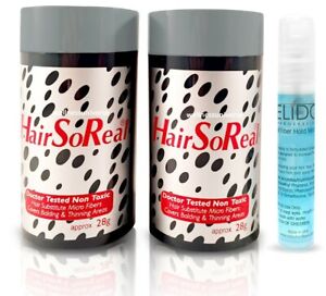 2 x HSR, HairSoReal, Hair Loss Concealer (Dark Brown) + FREE Fiberhold Spray
