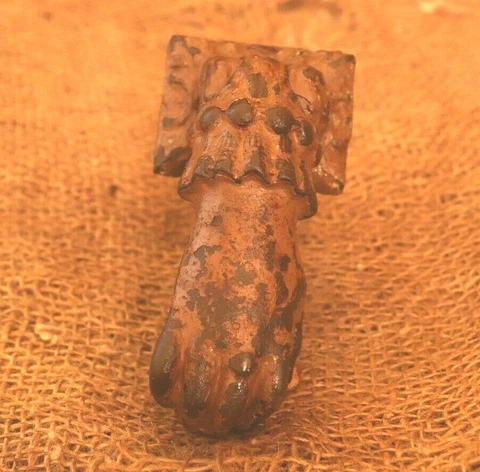Antique Cast Iron Hand Door Knocker Lady's Hand Holding Ball Made In Egypt Rare Cover
