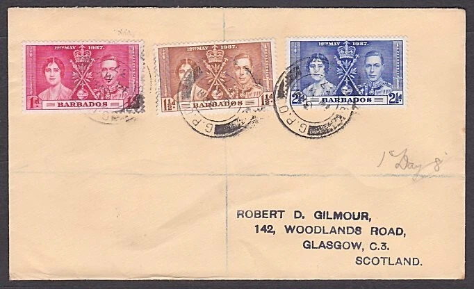 BARBADOS 1937 Coronation set on FDC........................................a3647 - Image 1 of 1