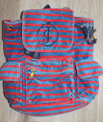 Mochila vintage JUICY COUTURE terciopelo rayas - rayas azules y rojas Foto 1 de 4