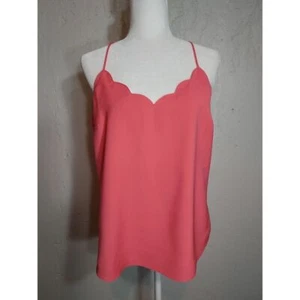 J.Crew Racer Tank Top Camisole Cami Scallop Crepe Adjustable Pink Lined Sz 10 - Picture 1 of 12
