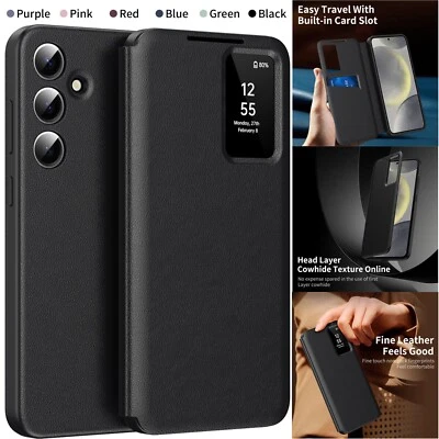 For Samsung Galaxy S25 Edge S24 S23 S22+ Ultra A56 Window View Card Holder Case - Image 1 of 4