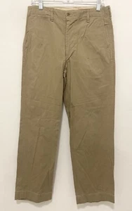 VINTAGE 50'S KHAKI US ARMY MILITARY CHINO WORK COTTON WORN DRESS PANTS 32x29 - Picture 1 of 16