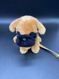 Gund Leashed Boxer Puppy Dog Beige White Keychain Charm Plush Doll - Picture 1 of 13