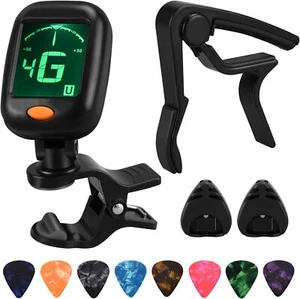 Guitar Capo and Tuner Set with Picks and Holder for Beginners and Players - Picture 1 of 7
