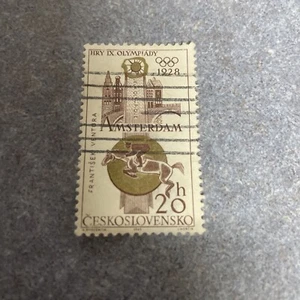 1928 Chekoslovakian Olympic Stamp Used - Picture 1 of 2