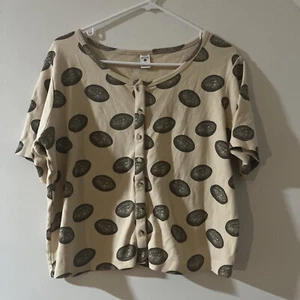 Kate Quinn Womens XL Cropped Cardigan Football Season Fall College Button Up - Picture 1 of 6