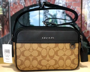 Neu mit Etikett Coach Graham C4149 Umhängetasche in Khaki Schwarz Sig Canvas & Leder Gunmetal - Bild 1 von 16