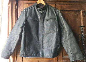 LEVI'S BLACK LEATHER RIDING JACKET. PERFORATED LEVI'S LOGO INSIDE. SIZE LARGE. - Picture 1 of 19