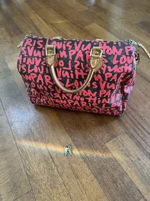 Louis Vuitton Graffiti Speedy 30 Satchel Bag Medium Pink Canvas Limited Edition - Image 1 of 4