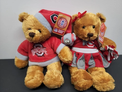 Ohio State Cheerleader and Christmas bear Plushland lot of 2 Cover