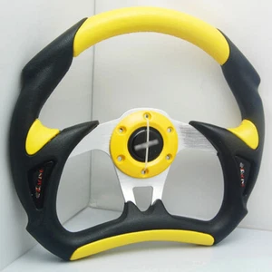 Volante da corsa Woo universale 320 mm 6 fori PU+PVC con pulsante clacson - Foto 1 di 7
