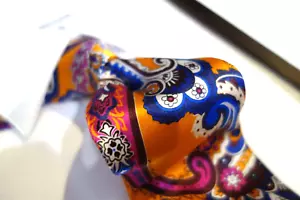 Bruno Marchesi Silk Tie Necktie Orange Royal Blue Pink White Paisley - Picture 1 of 2