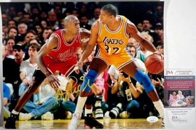 NBA Magic Johnson Signed Los Angeles Lakers 11x14 Photo Autograph JSA COA - Image 1 of 2