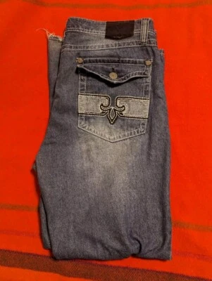 Pantalones de mezclilla de colección Y2K Xtreme Couture para hombre 38x30 holgados grunge aflicción bolsillo con solapa Foto 1 de 4