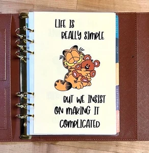 Garfield and Pooky Life is Simple Cover Set 4 use w/ ErinCondren A5 Ring Agenda~ - Picture 1 of 4