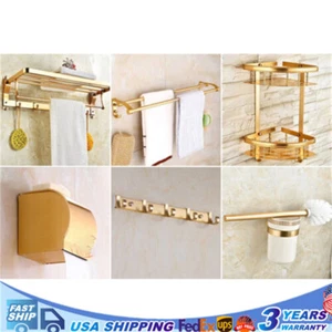 Wall Mounted Towel Rail Adjustable Brass Hang Bar Bathroom Kitchen Storage Rack  - Picture 1 of 8