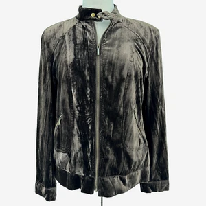23rd St. Velvet Bomberjacke Damen groß braun durchgehender Reißverschluss Taschen Preppy 80er - Bild 1 von 8