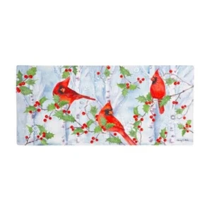 CARDINALS WINTER VISIT EVERGREEN SASSAFRAS SWITCH MAT NEW FOR 2025 10" X 22" - Picture 1 of 2