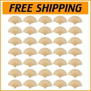 Lightweight Sandalwood Openwork Folding Fans - Perfect for Festivals & Parties - Picture 1 of 8