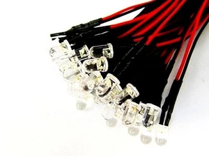 15x HO & N SCALE 5 MM PRE-WIRED LED LIGHT 12 VOLTS ( WARM WHITE ) - Picture 1 of 3
